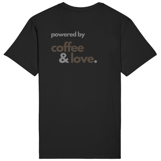 POWERED BY COFFEE & LOVE: Unisex Classic Shirt mit Rückenprint