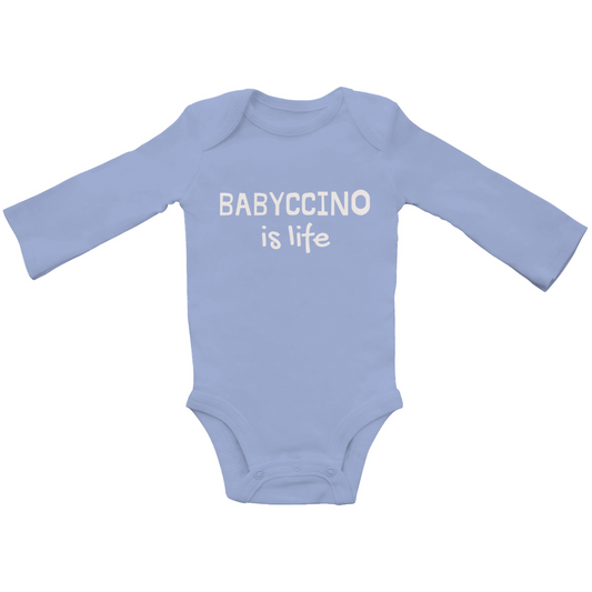 Langarm Baby Body aus Bio-Baumwolle "babyccino club" in 4 Farben